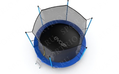 Батут EVO JUMP с внешней сеткой и лестницей, диаметр 10ft (синий) + нижняя сеть